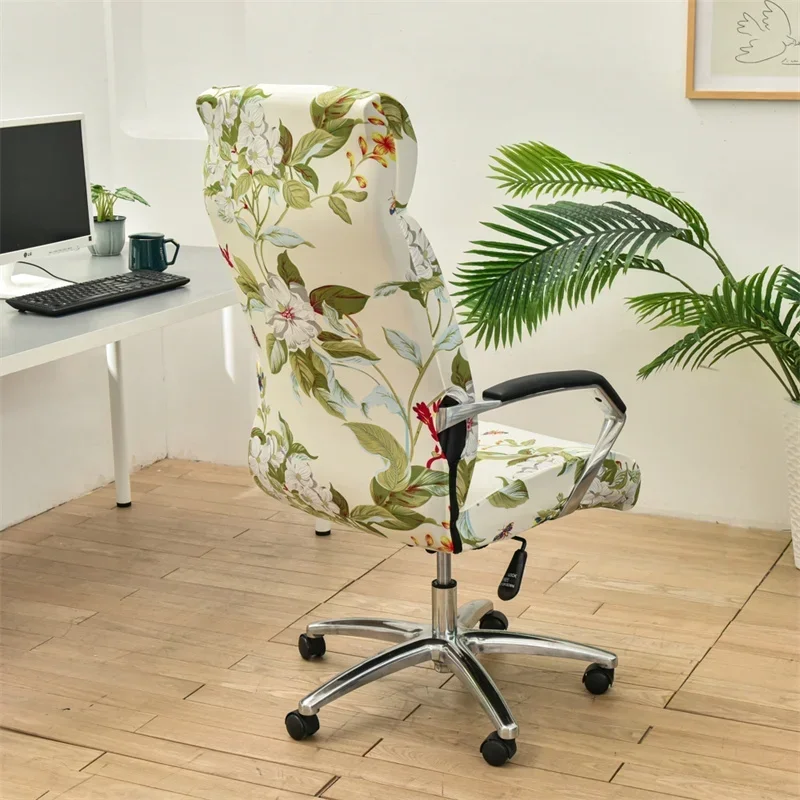 Floral Prints Elastic Office Chair Cover Geometry Stretch Computer Chairs Slipcovers Rotating Gaming Seat Covers Dust Protector