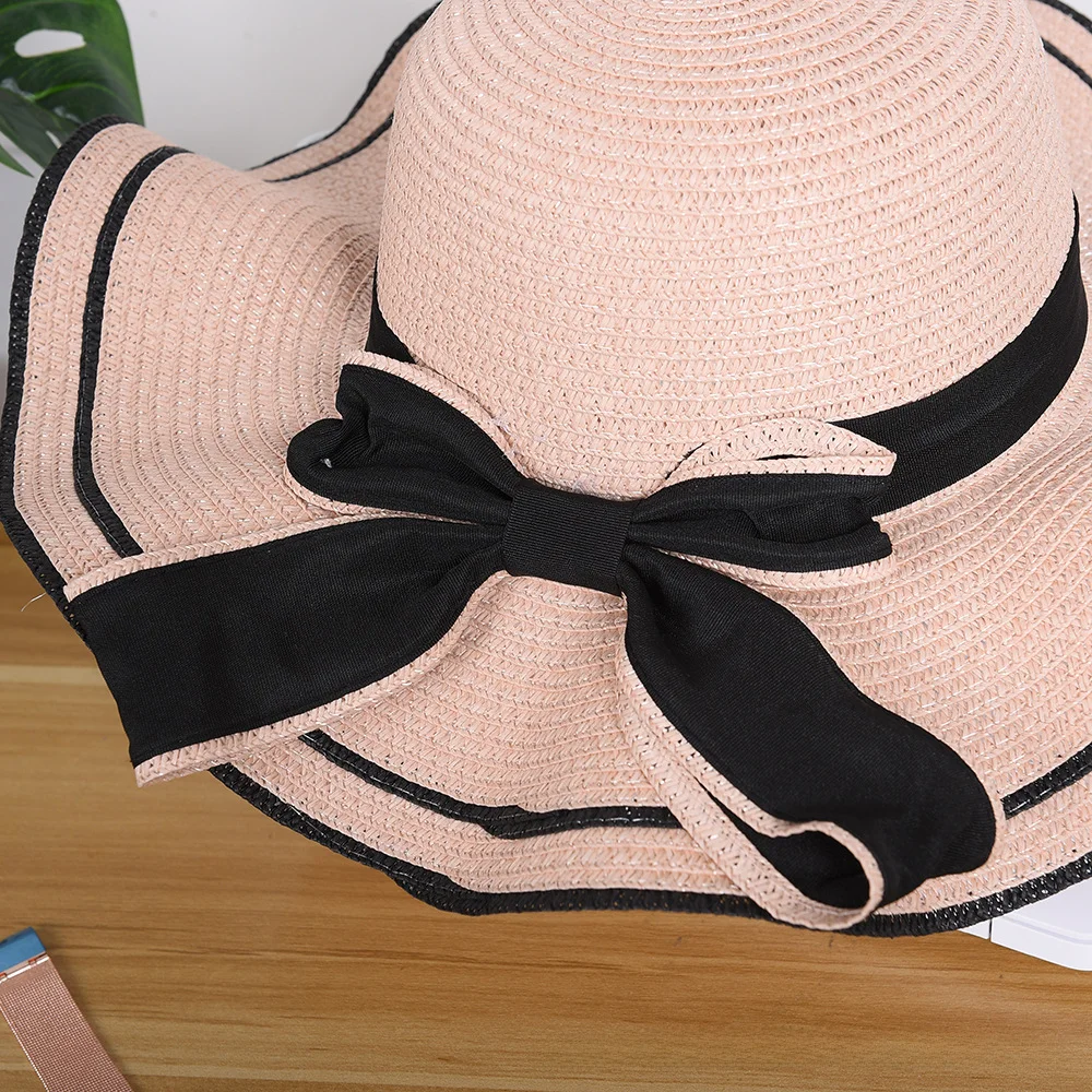 Hat Women\'s Summer Beach Hat Korean easiest for match Foldable Straw Hat Outdoor Travel Vacation Sun Protection Sun Hat