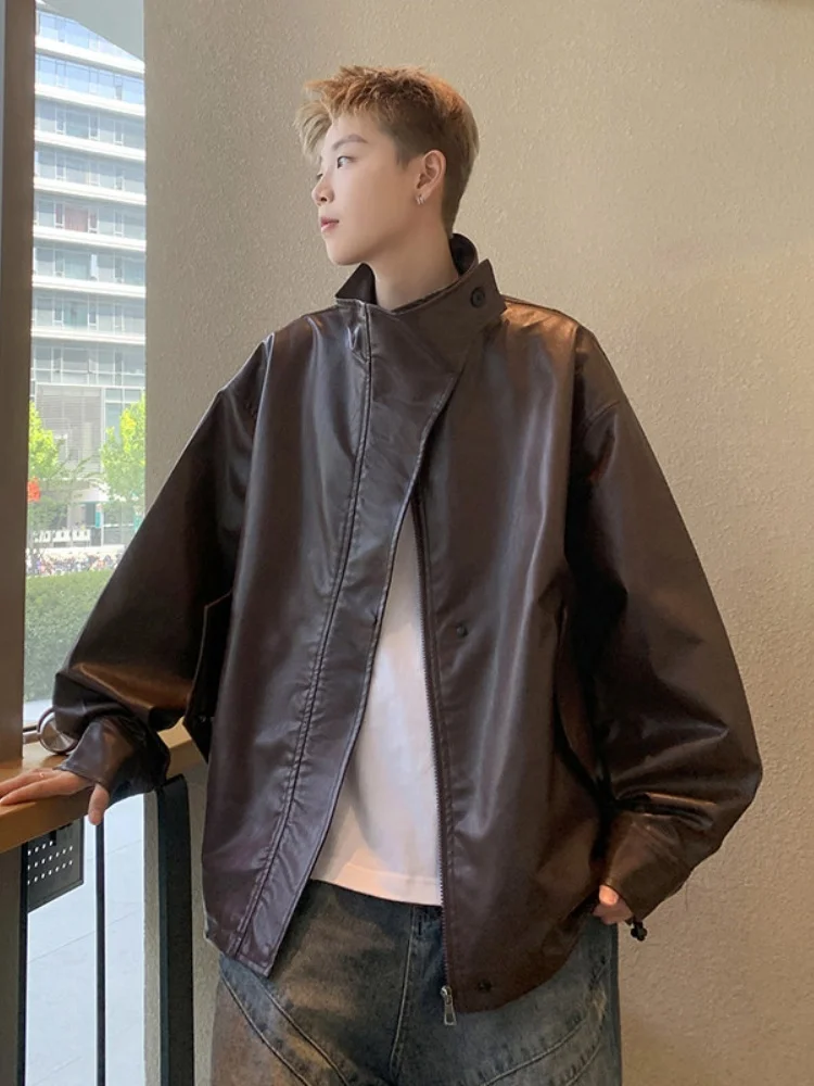 

Retro American Motorcycle Sle Men's Leather Jaet Spring Autumn Design Trendy Brand PU Leather Coat Cool And Haome