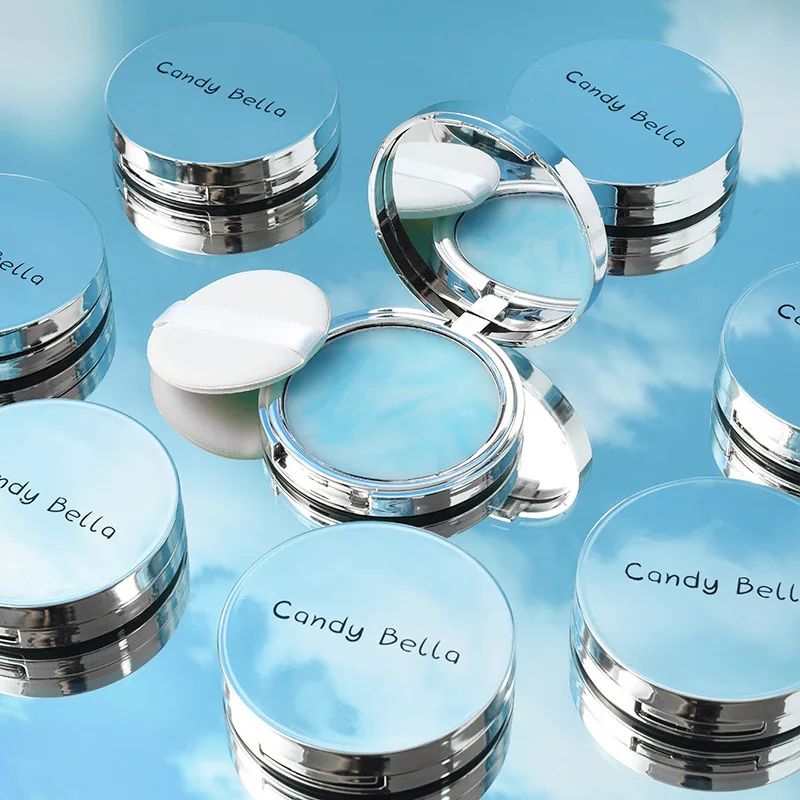 The Blue Sky Oil Control Long-lasting Powder Cake with Powder Puff Makeup Powder Waterproof Wet and Dry Face Powder