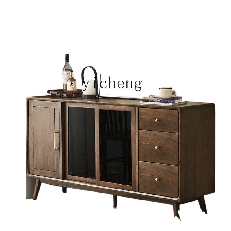 

XL Solid Wood Sideboard North America Black Walnut Household Storage Cupboard Simple Side Cabinet