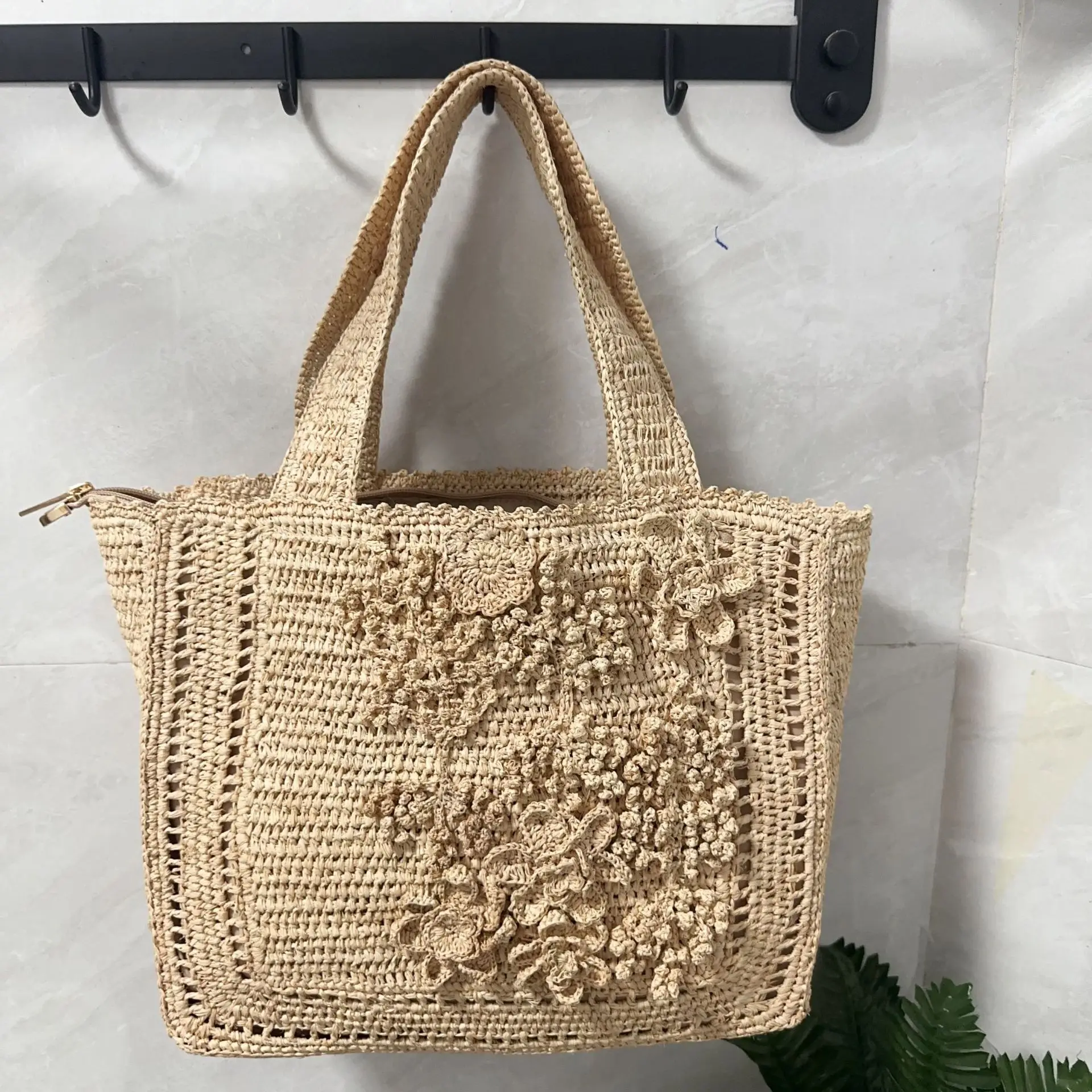 

Летняя тканая большая сумка с цветочным принтом, богемные дорожные соломенные сумки для женщин, импортная рафия, трава, классические женские модные сумки, сумка