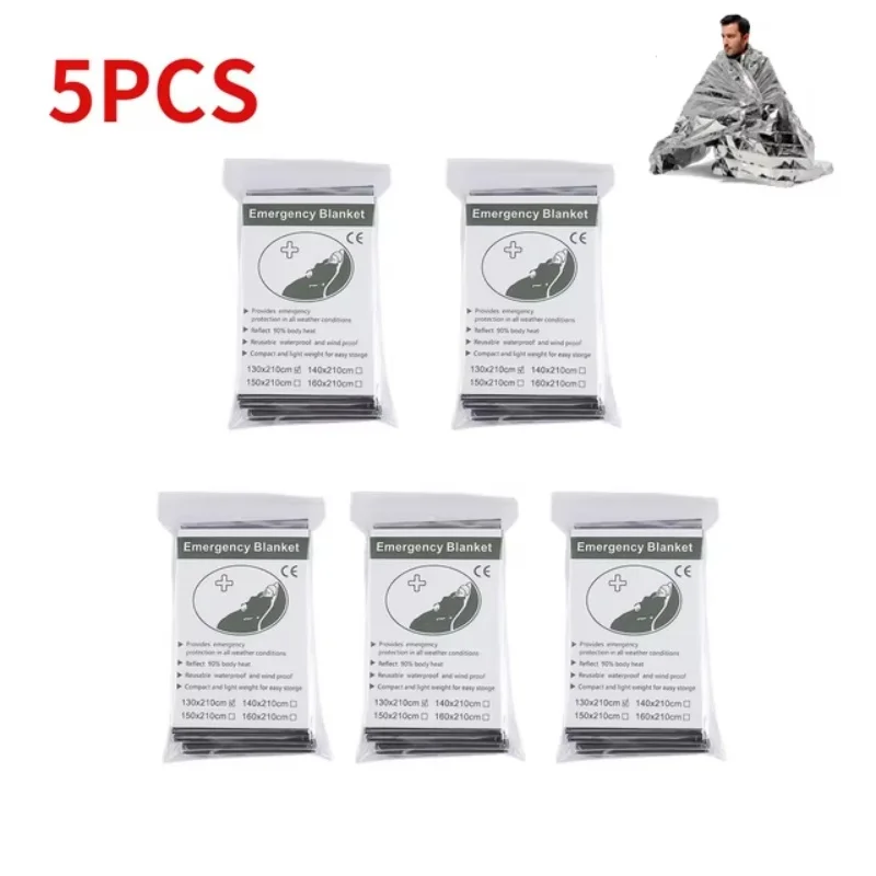 5-30Pc Outdoor Emergency Gold-Sliver Survival Deken Waterdicht Ehbo Rescue Gordijn Folie Thermische Militaire Deken 130X210Cm