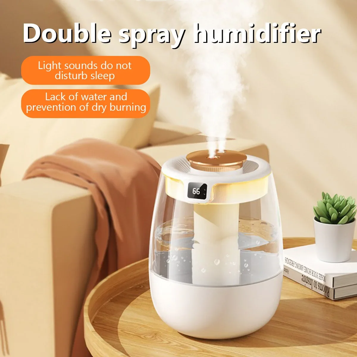 

USB Portable Dual Nozzle Cold Fog Bedroom Silent Humidifier with AI Intelligent Digital Display of Humidity