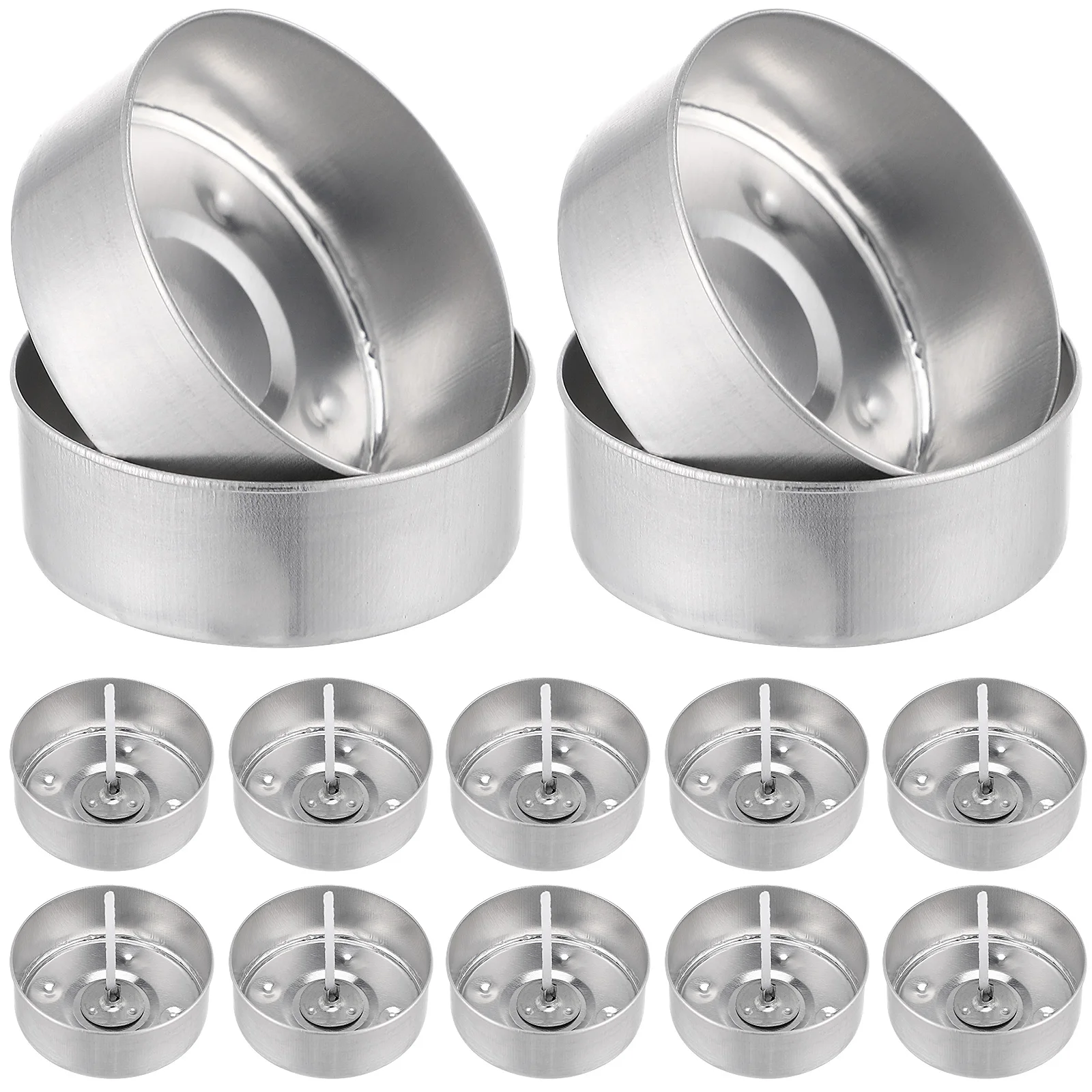 

150 Sets Aluminum Tea Light Cup Tea Light Tin Small Tealight Holder Molds Container Tealight Holder Mold Jars with Candles Wicks