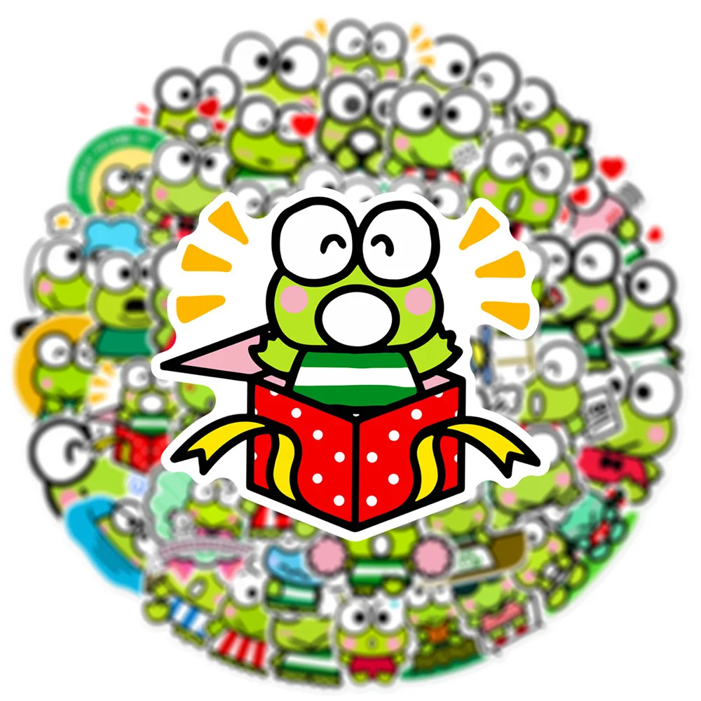 10/30/50pcs Kawawii Sanrio KEROKERO KEROPPI Anime Stickers Cartoon Decal DIY Motorcycle Fridge Phone Funny Frog Sitcker Toy Pack