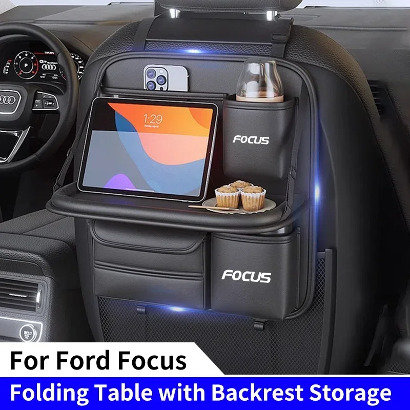 

Органайзер на спинку автомобильного сиденья со складным настольным подносом, сумка для хранения спинки сиденья для Ford Focus 2 MK2 MK3 MK1 MK4 RS ST, держатель для планшета