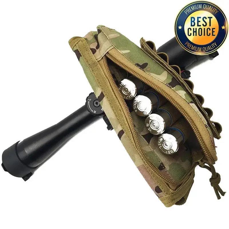 Tactical Rifle Shotgun Buttstock Cheek Rest Rifle Stock Ammo Shell Nylon Magazine Molle Pouch Holder Gun Accessories for Hunting