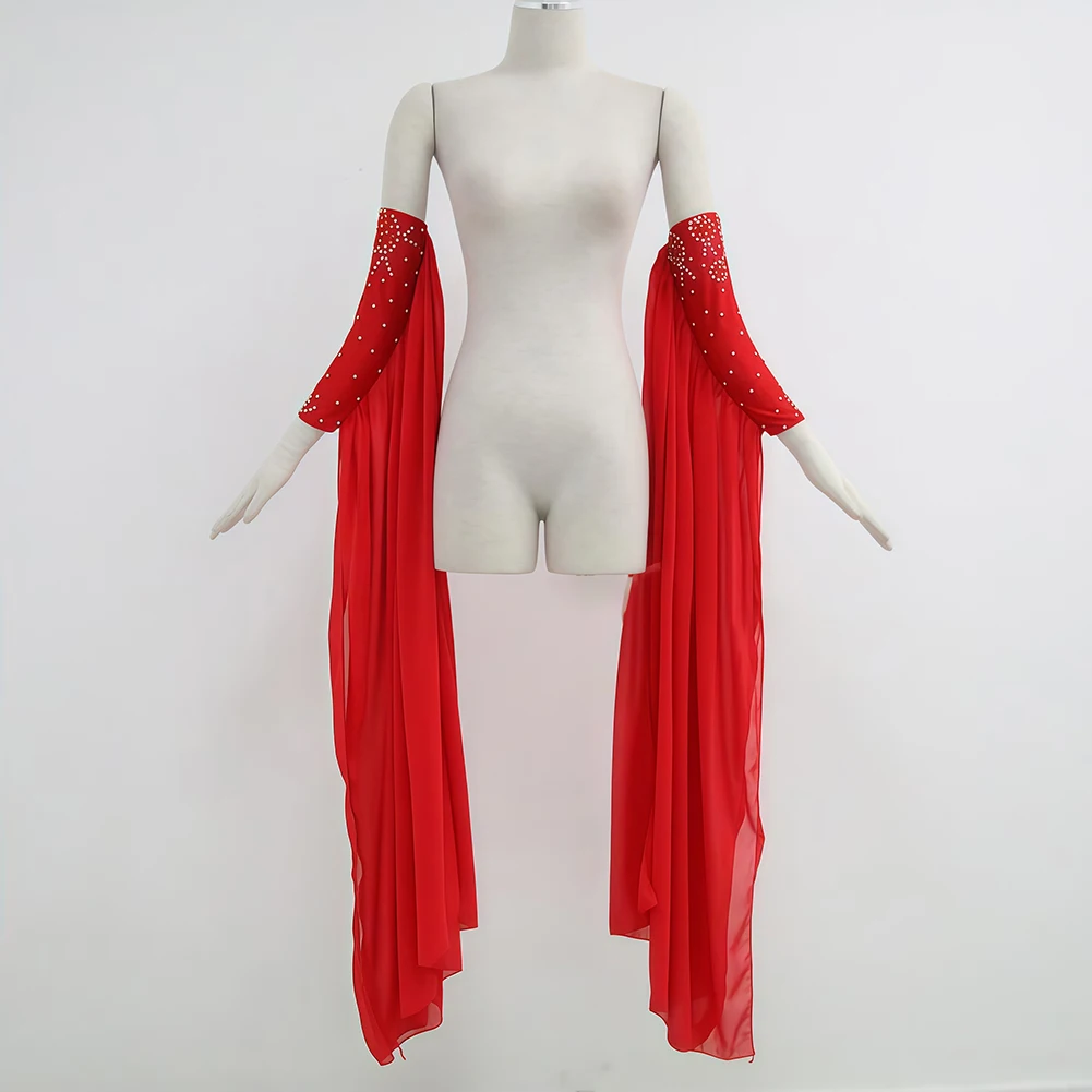 red-rhinestone-ribbon-dance-accessories-women-samba-latin-ballroom-waltz-arm-decoration-sparkly-hand-streamer-performance-props