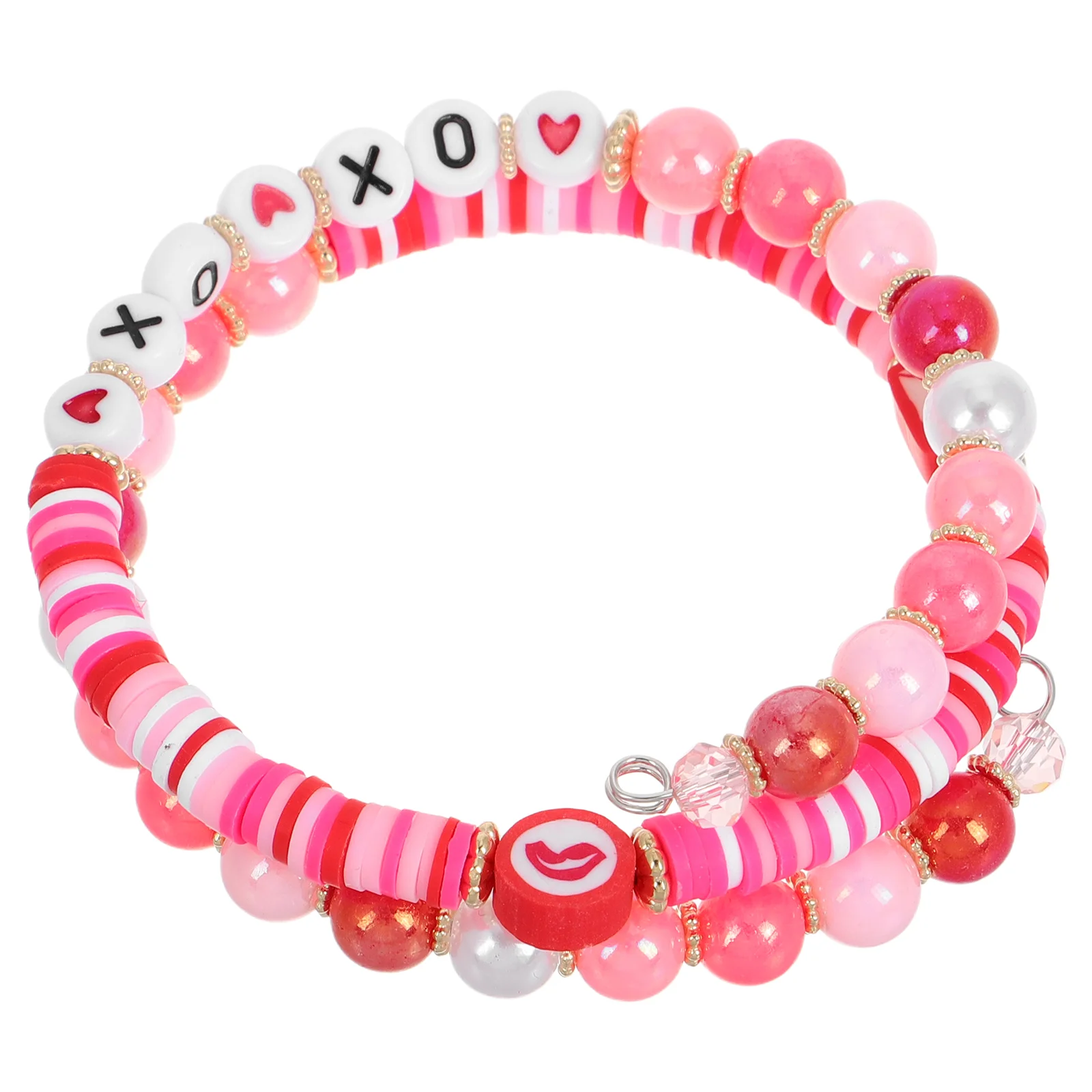 

Soft Clay Rice Bead Bracelet Valentine's Day Polymer Jewelry Charms Teacher Bracelets for Women