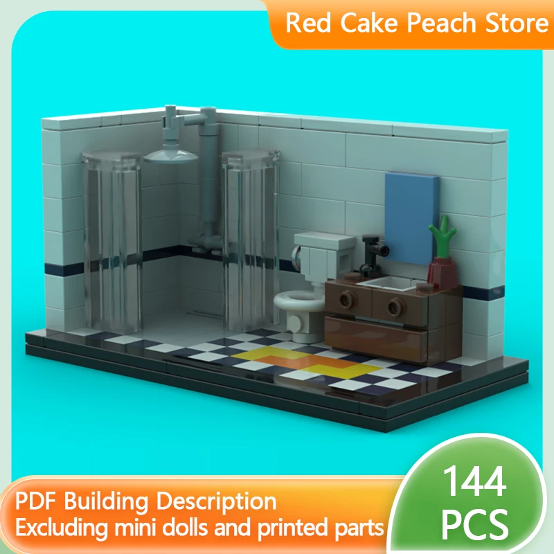 

City Street View Model MOC Building Bricks House Little Bathroom Modular Technology Children Holiday Gifts Assemble Toys Suit