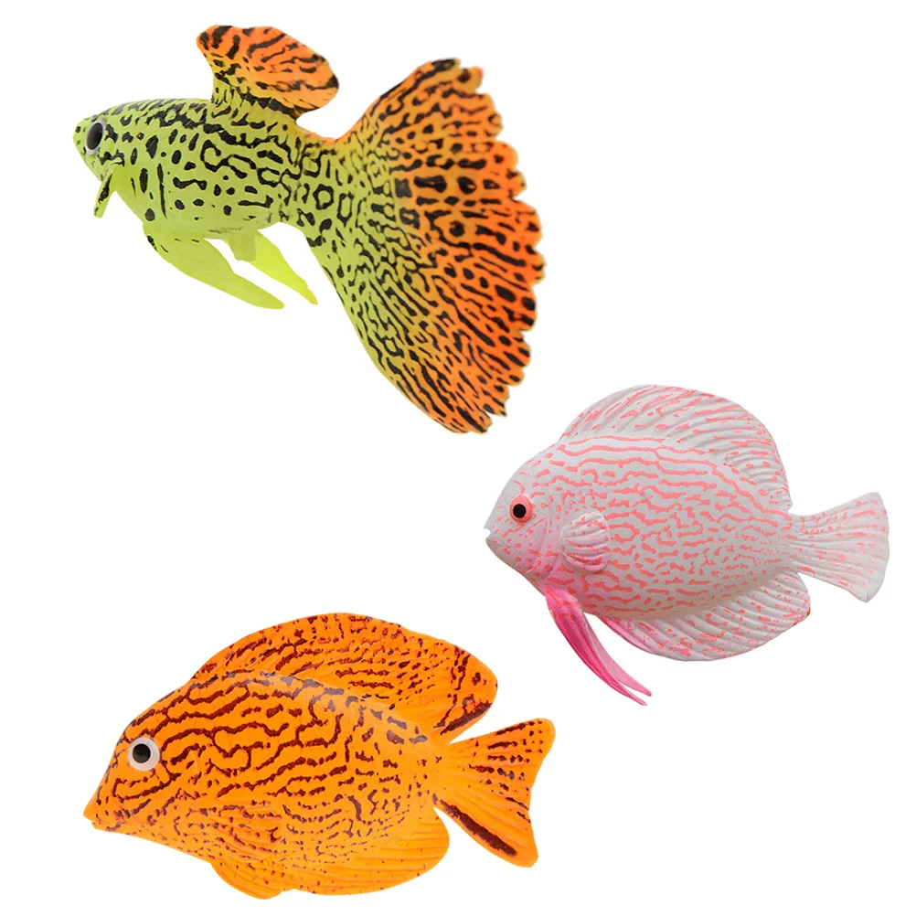 3 stks Simulatie Tropische Mini Levensechte Aquarium Decoratie Premium Siliconen Nep Voor Aquarium Kunstmatige Drijvende Vis Huisdier