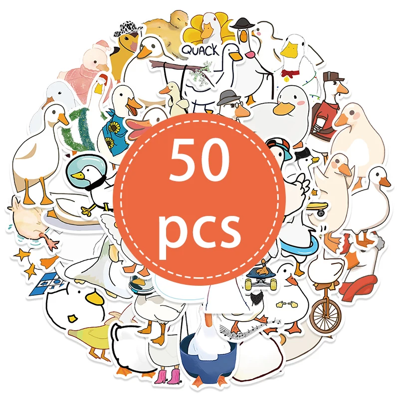 

50 шт., наклейки с мультяшной уткой, милые утки, животные, граффити, наклейки, игрушки, каваи, сделай сам, ноутбук, скрапбук, канцелярские принадлежности, холодильник, автомобиль, детские наклейки