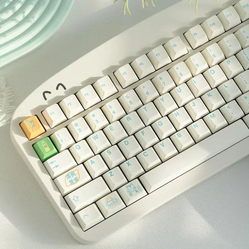 

MiFuny Refreshing Business Keycaps Custom PBT Thickened 1.7mm Cherry Profile Keycap Cute Sublimated Milk White Point Key Cap