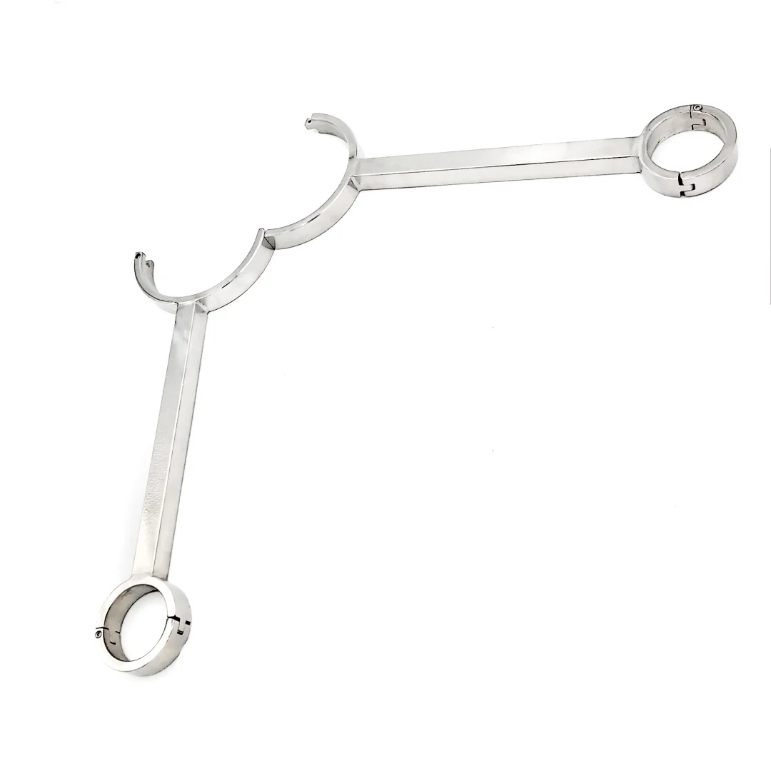 غرامة الفولاذ المقاوم للصدأ وسادة طوق حلقة عنق تكبيل المعصم ضبط النفس عبودية Cangue نير الكبار لعبة الجنس للذكور الإناث B9