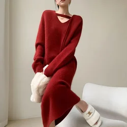 High End Knitted Dress For Children's Autumn And Winter Outfits Coat Lining autumn Outfit 2023 New Base Long Woolen Dress