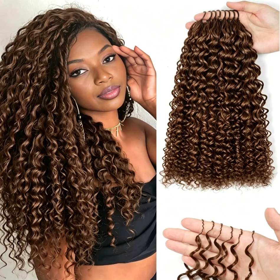 

Deep Wave Feather Crochet Wigs Human Hair Pre Separated Knotless Pre-Separated Feather Crochet Curly Human Hair Water Wave Bundles