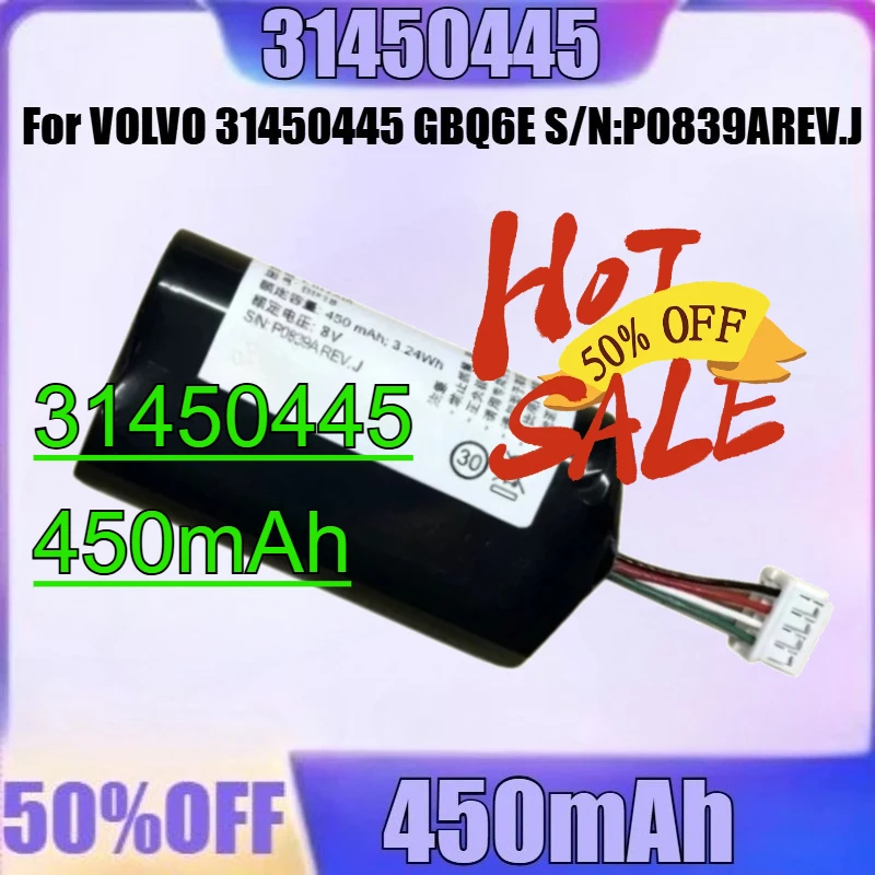 

For VOLVO 31450445 GBQ6E S/N:P0839AREV.J New High Quality 7.2V 450mAh 3.24Wh BP15 Battery