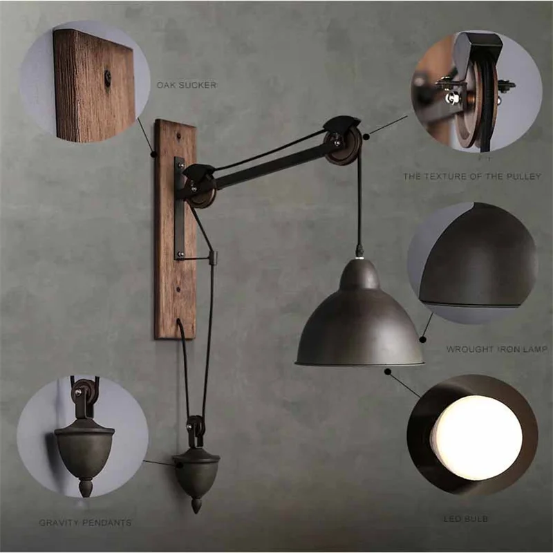 

Vintage Loft Metal Industrial Metal Wall Mounted Light Sconce Wall Lamp Fixtures Bedside Restaurant Room Home Decoration