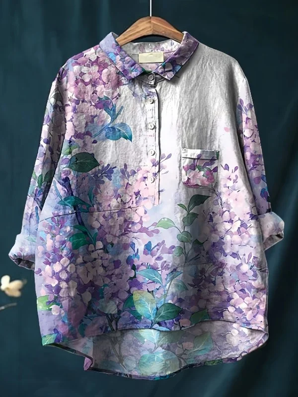 Ретро Художественный Sle Long Sve Свободный повседневный топ средней длины irt Весеннее новое поступление Женский уличный топ премиум-класса Faion