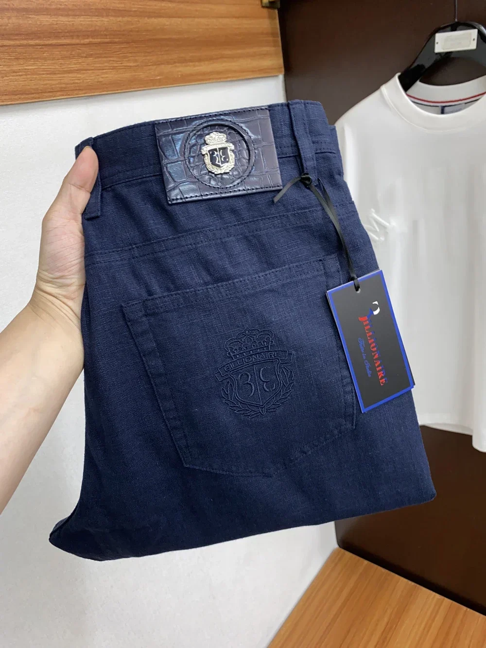 BILLIONAIRE BLKA CPTG Jeans Thin Cotton linen 2025 Spring Summer new elastic embroidery outdoors Quality Size 30-42 Long Pants