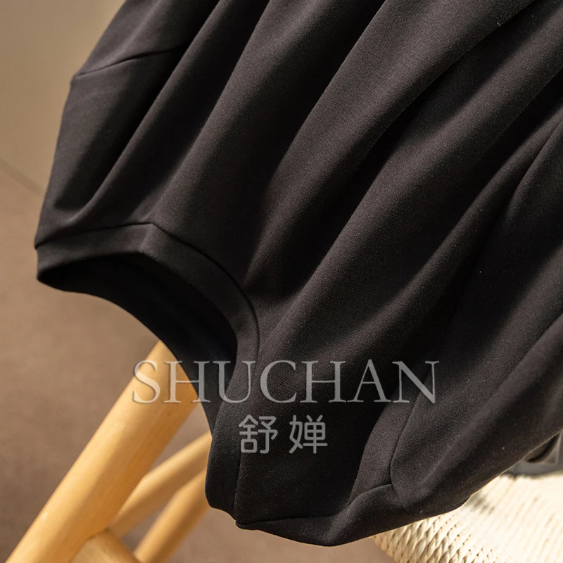 2025 미니멀리스트 & 독특한 불규칙 스플라이스 3M 라지 스커트 반팔 티셔츠 드레스 여성