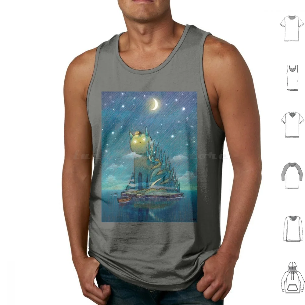 Mysterious Catisland Tank Tops Vest Sleeveless Illustory Illustore Nokeek Illustoryart Cat Big Cat Magic Forest Island