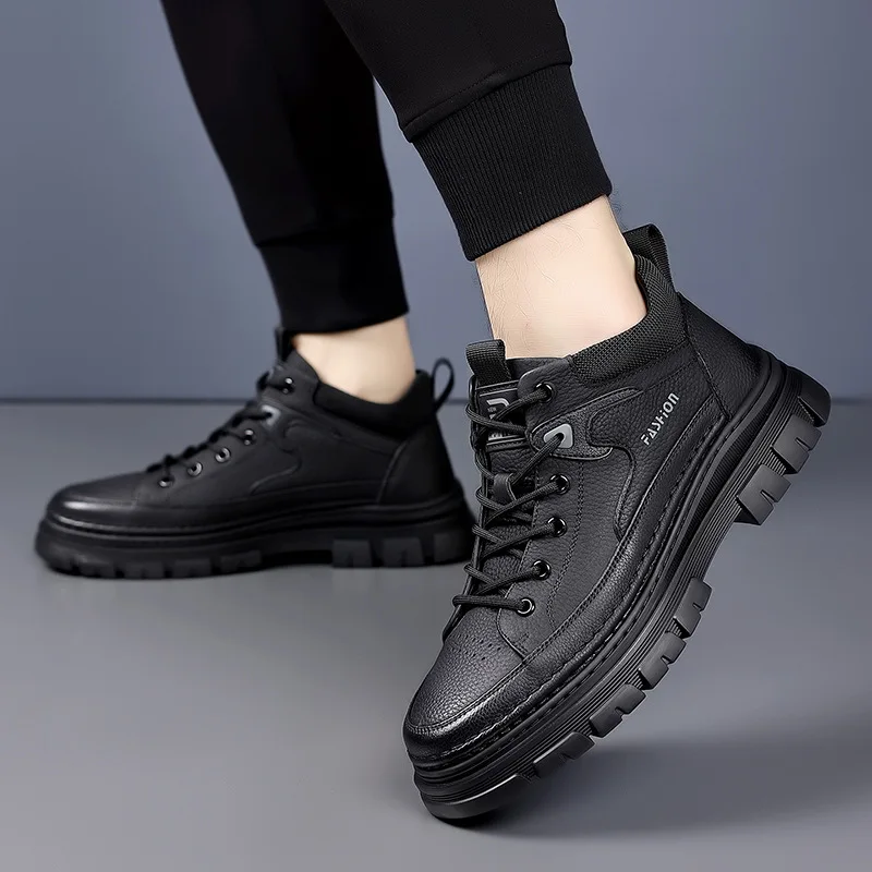 

Противоскользящие износостойкие уличные туфли для мужчин, модные повседневные низкие рабочие туфли, мужские новые дизайнерские спортивные кожаные туфли