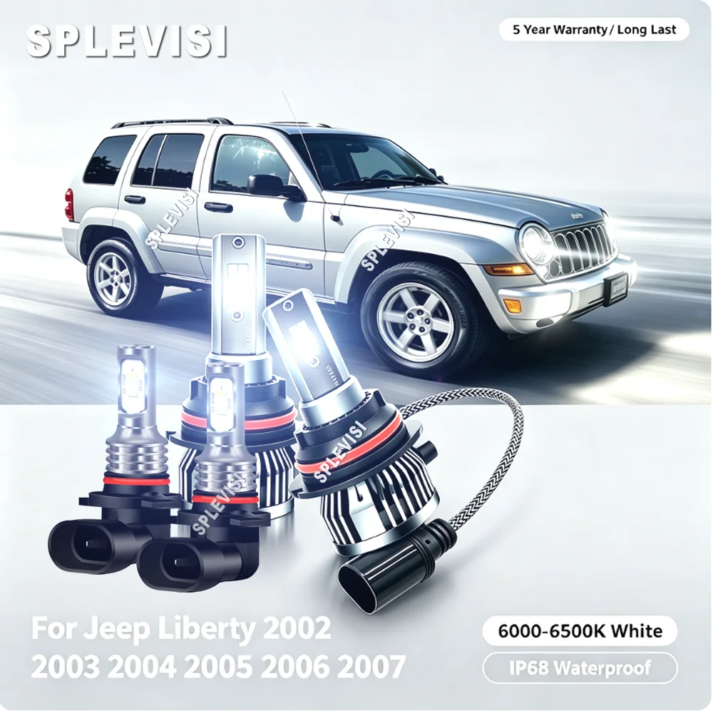 LED Headlight Foglight -  enhances night driving safety and reduces eye strain For Jeep Liberty 2002 2003 2004 2005 2006 2007