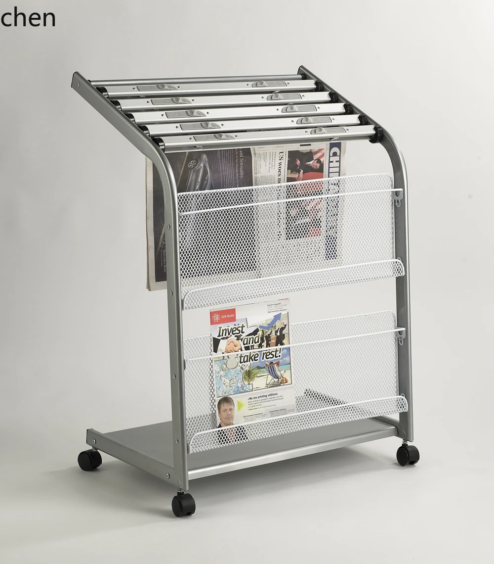 

HXL Newspapers, Newspapers, Bookshelves, Magazine Racks Publicity Aluminum Alloy Simple Silver