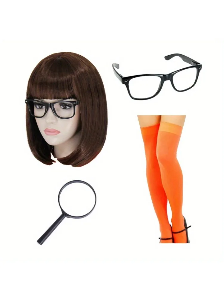 

Women's Costume with Eyewear Wig Brown wig with bangs Cosplay wig Natural bangs wig for everyday parties Halloween