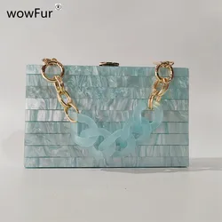 New Pearl Light Blue Striped Brand Unique Trendy Protective Women’S Clutch Evening Crossbody Bags Women’S Party Wedding Handbags