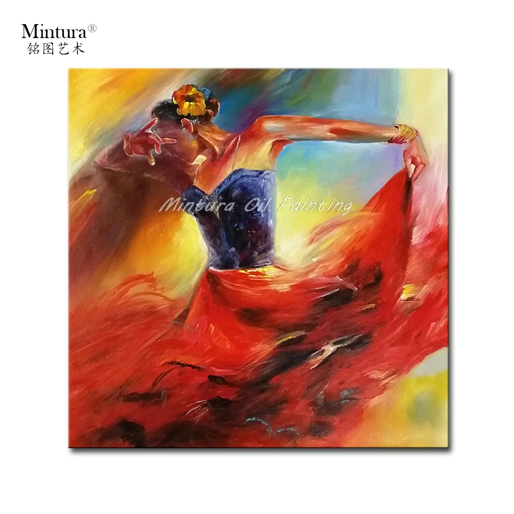 

Mintura Painting for Living Room Wall Art,The Flamingo Woman Acrylic Canva Oil painting Morden Hand-Painted,Home Decor No Framed