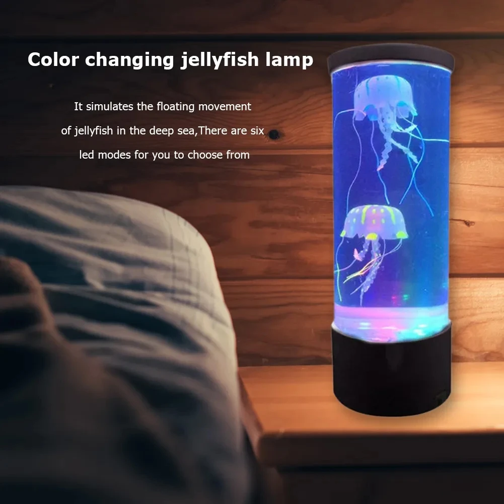 LED Color-Changing Jellyfish Lava Lamp Mini Aquarium Simulation Jellyfish Decorative Lamp USB Acrylic Night Light Best Gifts