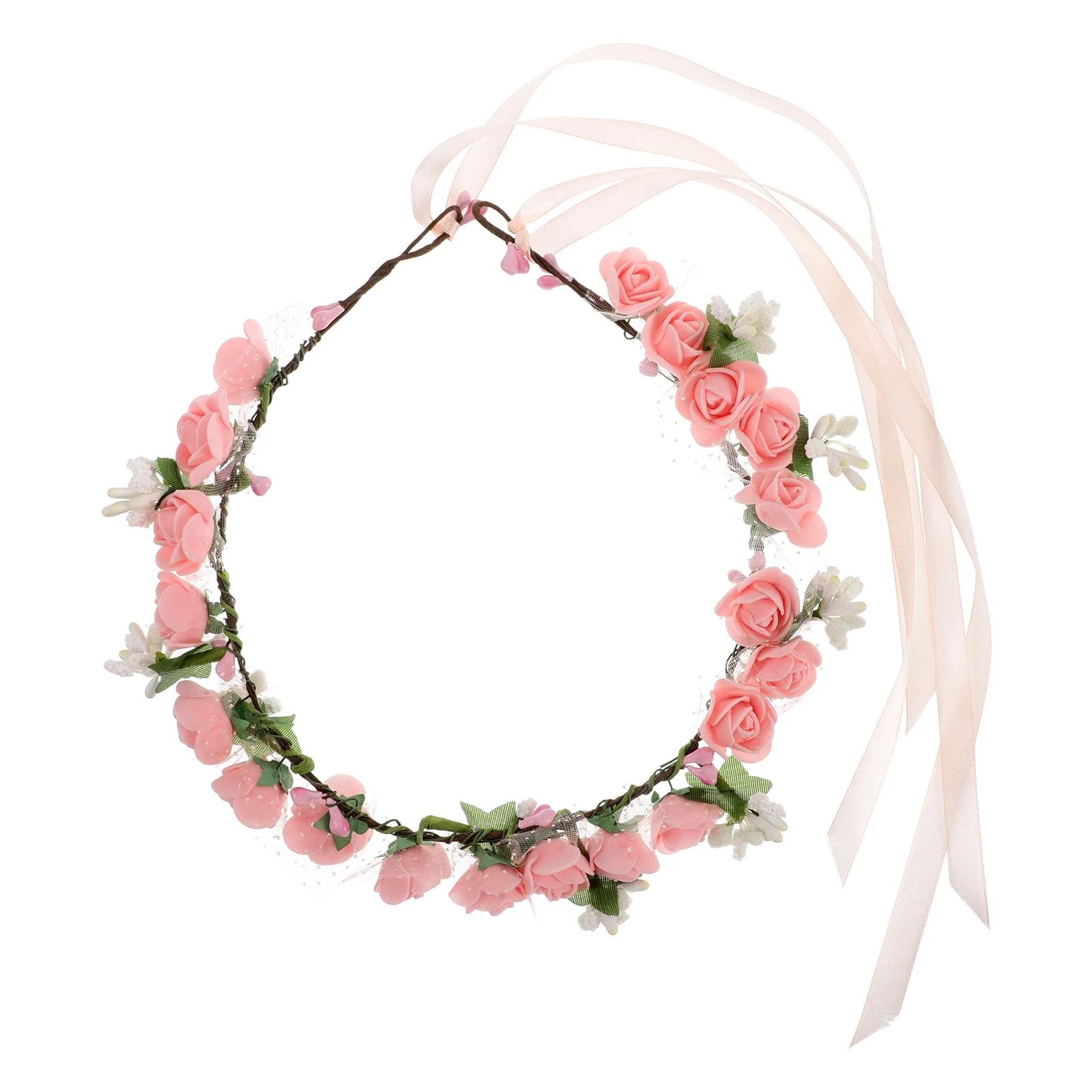 

Цветочная повязка на голову, свадебный аксессуар для волос, элегантная цветочная корона для свадебных фотосессий, реквизит для пляжной фотографии подружек невесты