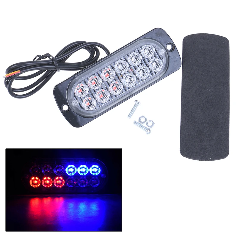 Red/Blue 12 LED car strobe light emergency police warning lamp 18-flash model