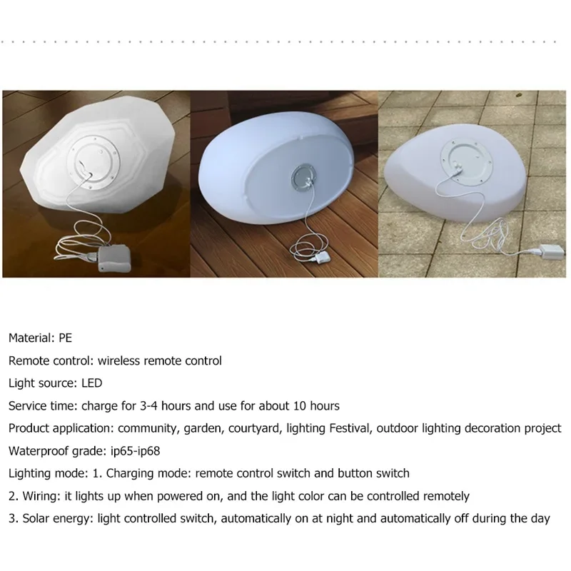 Солнечные садовые фонари, светодиодные современные креативные белые камни, водонепроницаемые, IP65, с дистанционным управлением, декор, домашний двор, газонная лампа