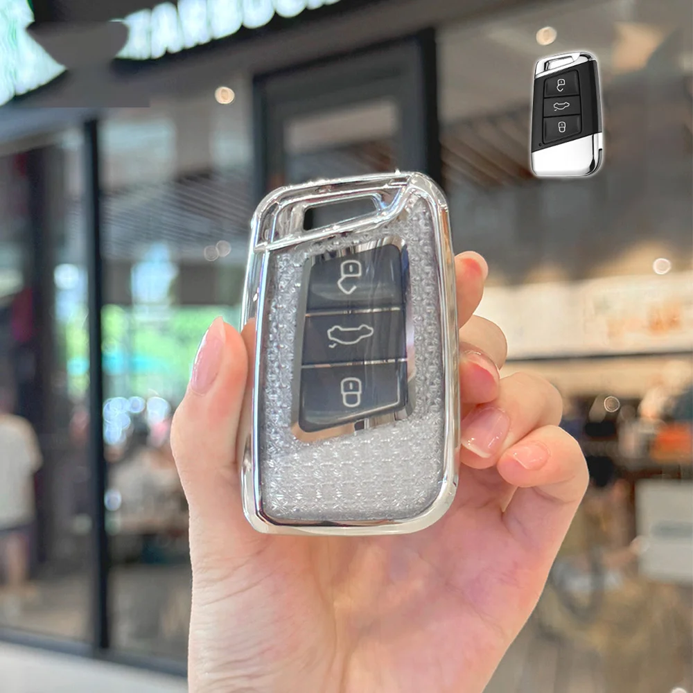 

White Diamond TPU Remote Smart для Volkswagen VW Magotan Passat B8 Golf для Skoda Superb A7 Автомобильный чехол для ключей Аксессуары для брелоков
