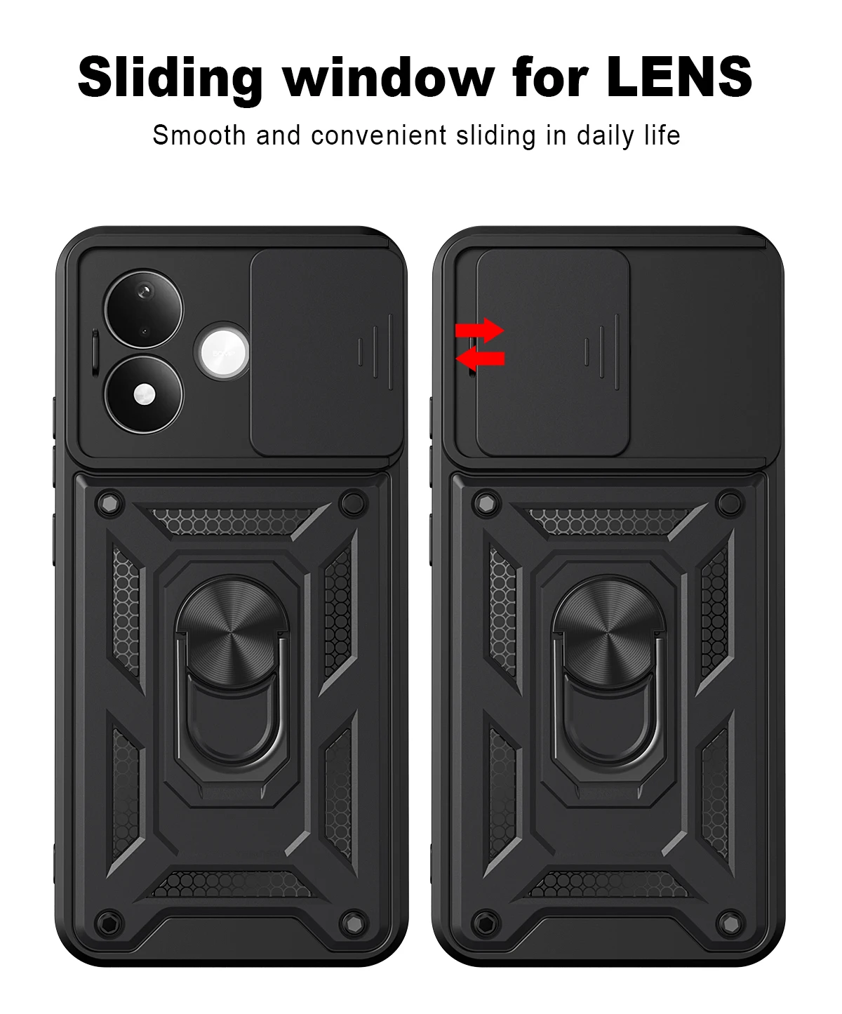 Kickstand-Hülle für Redmi Note 17 Pro Max / Note17 Pro Plus 5G, Schiebe-Kamera-Ring-Ständer, stoßfeste Handyhülle – Detail 2