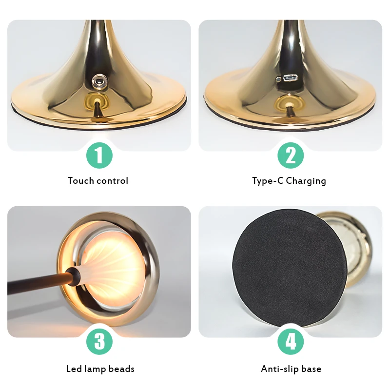 Dimmen Moderne Tragbare Restaurant Wohnzimmer Led Smart Cordless Tisch lampe Raum Lichter