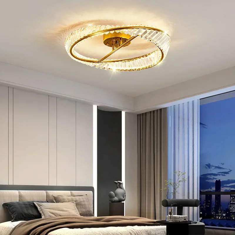 strip Ceiling Light Crystal Rings Ceiling Lamp 3 Color Temperatures in One Gold Lighting Fixture Indoor Diamond Luster