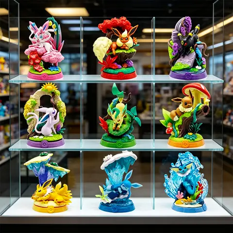 1/9Pcs Pokemon figure toy Eevee Sylveon Glaceon Leafeon Vaporeon Jolteon Umbreon action figure Desktop ornaments models