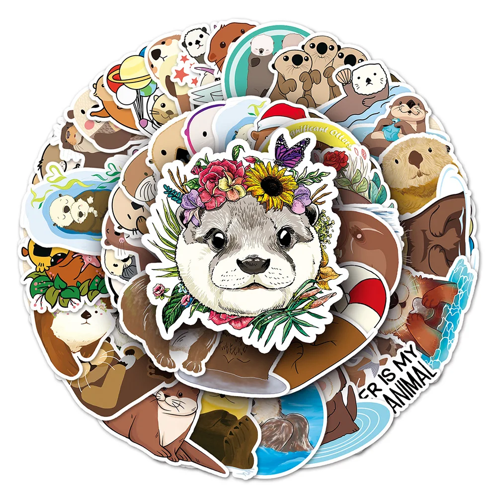 10/30/50PCS Otter Animal Graffiti Sticker Cartoon Sticker Luggage Bike Computer Diary Refrigerator Waterproof Sticker Wholesale