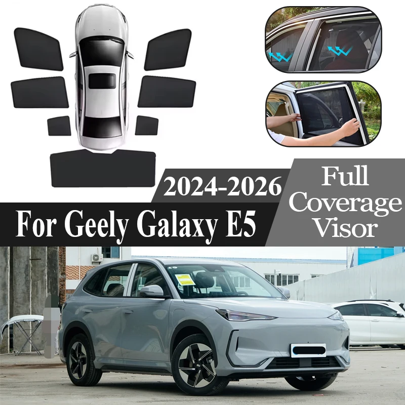 

Автозапчасти для Geely EX5 Galaxy E5 Proton e.MAS 7 2024 2025 2026 Автомобильные сетчатые солнцезащитные козырьки с защитой от УФ-лучей, солнцезащитный козырек, защита конфиденциальности