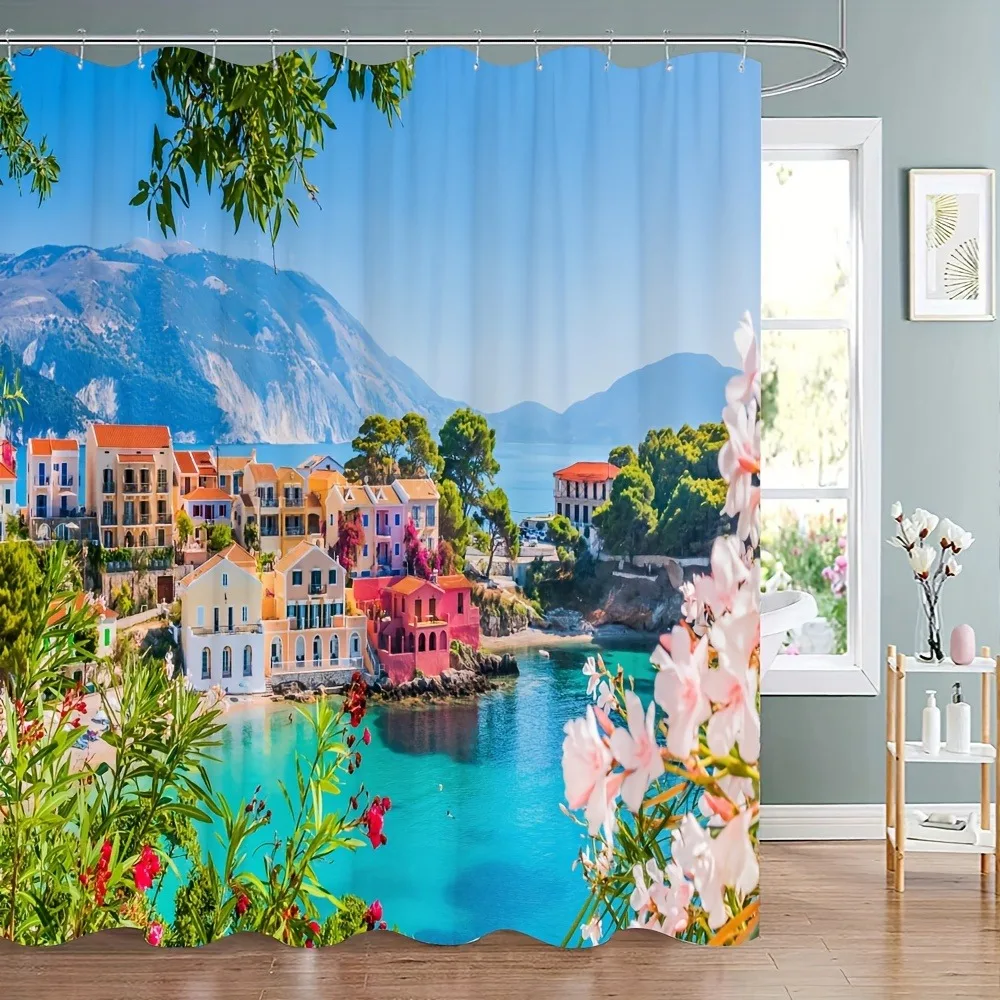 

Городской архитектурный пейзаж, моющаяся грязеотталкивающая занавеска для душа, насадка для душа, водонепроницаемая полиэстеровая занавеска для ванны для домашнего декора