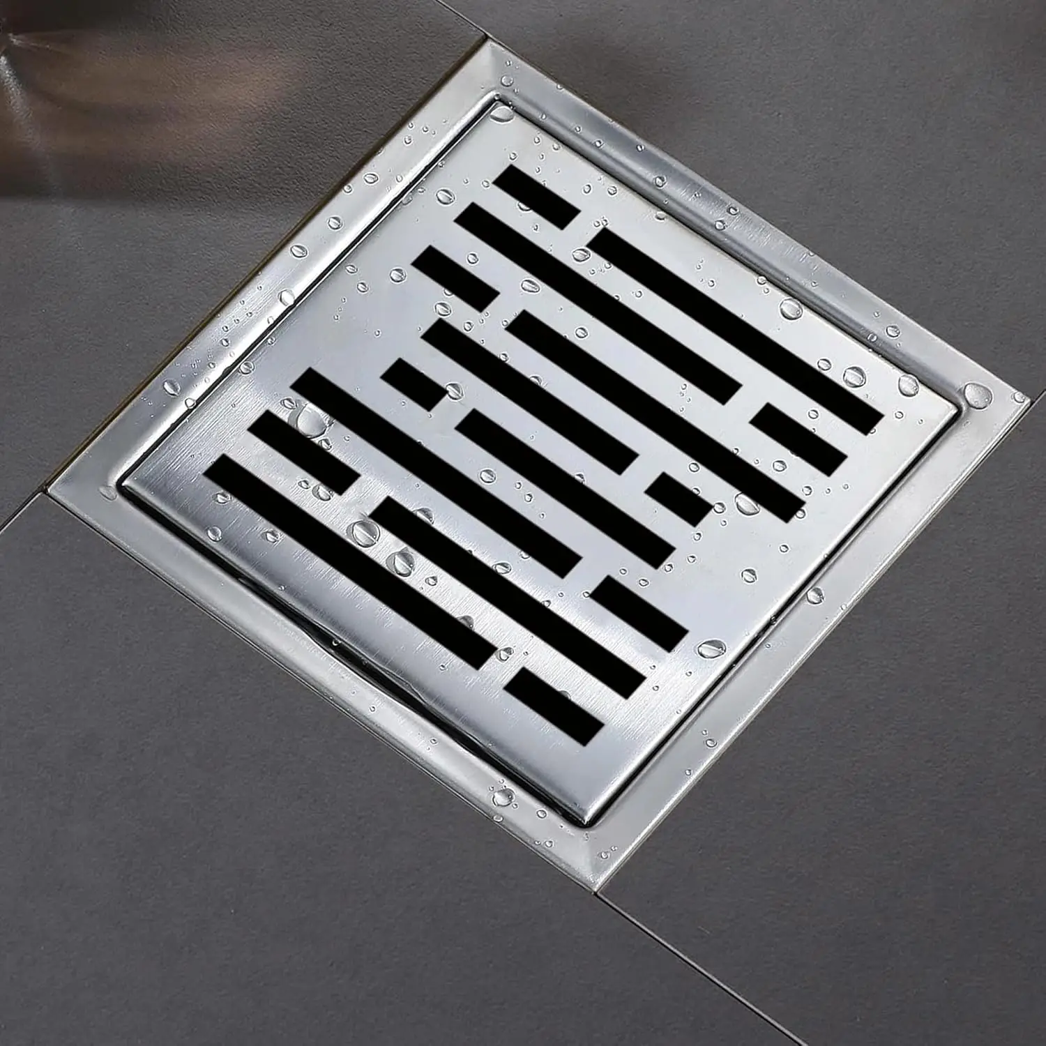 

SUS 304 Stainless Steel Square Shower Floor Drain Kit Silver With Flange For Bathroom Use