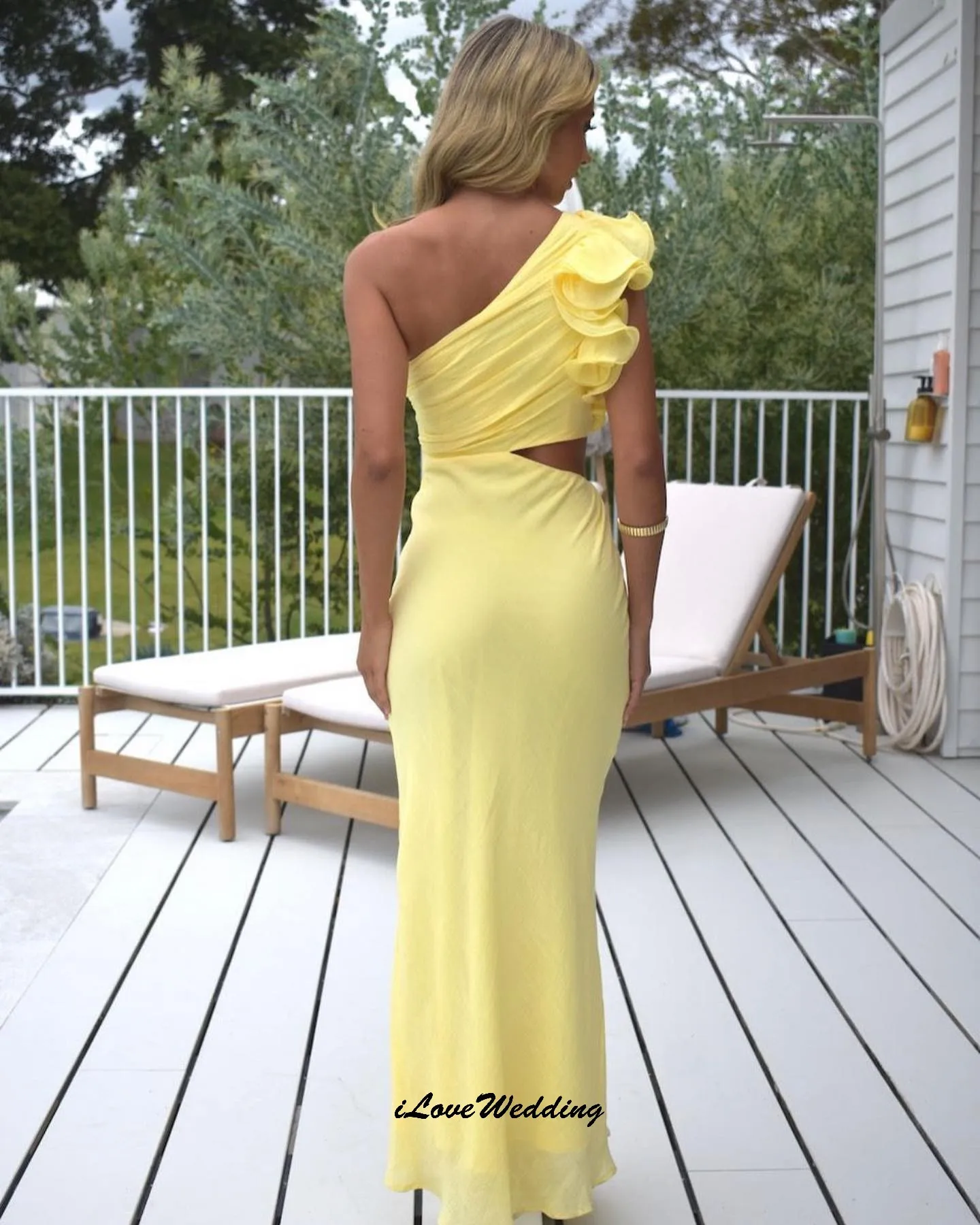 

Yellow One Shoulder Prom Dresses 2025 Mermaid Cut-Out Elegant Women Party Dress Ruffles Evening Dresses Floor Length Customized