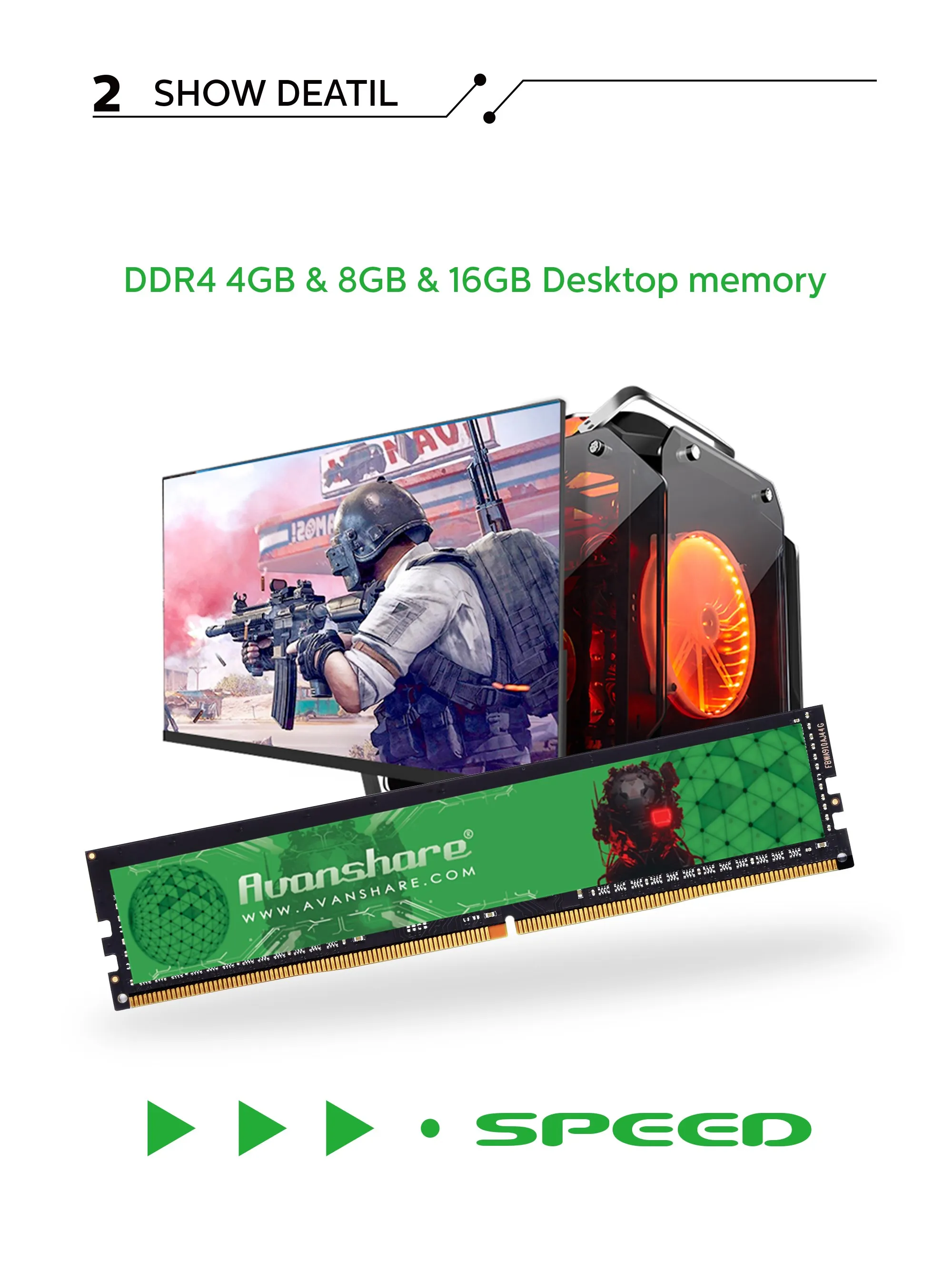 Avanshare memoria ram ddr4 32gb 8gb 16gb 3200mhz 2666mhz 2400mhz de alta velocidade compatível para computadores desktop kingston/samsung