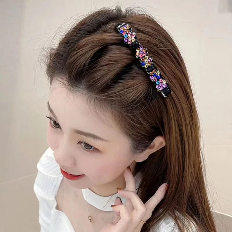 1Pcs Korean Style Acrylic Crystal Flowers Hair Clips Braid Hairpins for Women Girl Clip Bangs Side Barrettes Hair Accessories