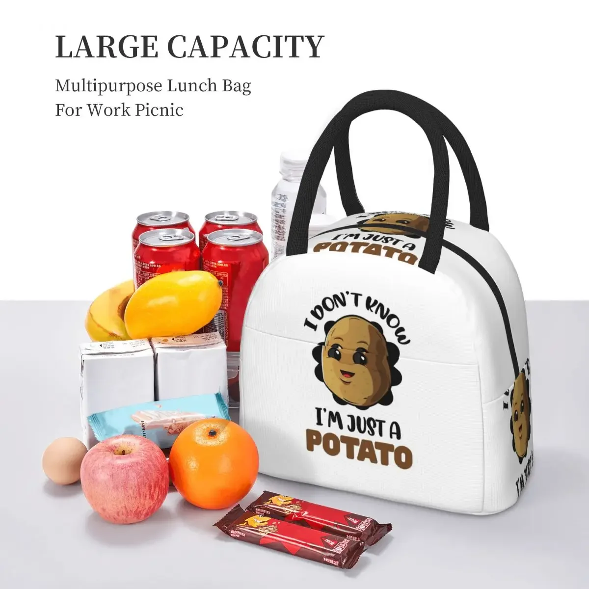 I Don't Know I'm Just A Potato - Potato Lover Gift Insulated Lunch Bag for Women Office Cooler Thermal Lunch Boxes Container